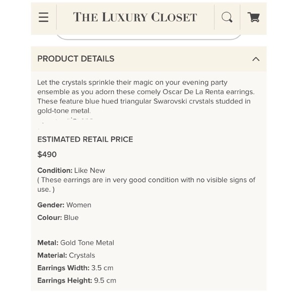 Oscar de la Renta blue triangle earrings - Picture 8 of 8